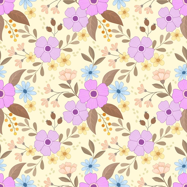 Hermosas flores y hojas de patrones sin fisuras para papel tapiz textil de tela.