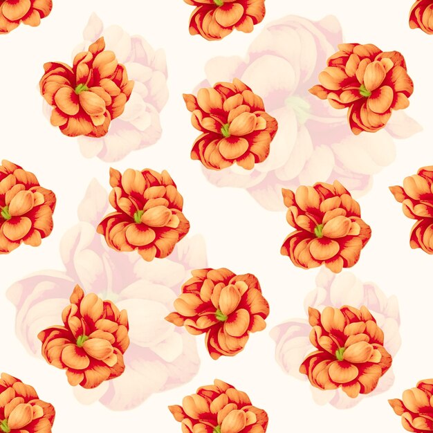 Hermosas flores naranjas acuarela patrones sin fisuras