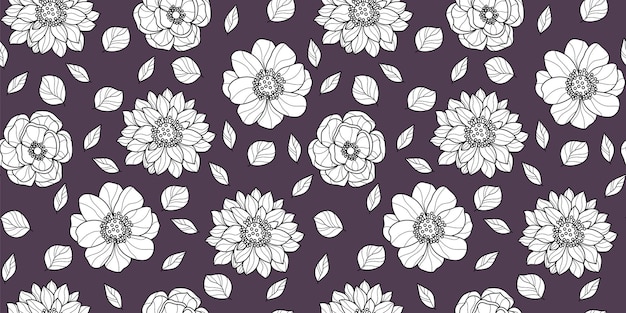 Hermosas flores con patrones sin costuras con botánicos dibujados a mano plantas elegantes y bonitas naturaleza delicada