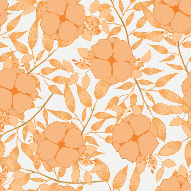 Hermosas flores tropicales y hojas repiten el diseño del patrón.