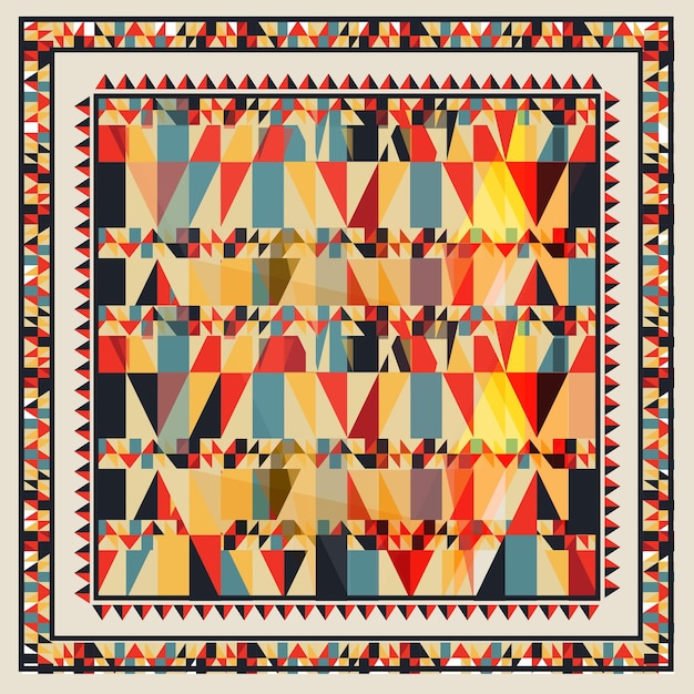 Hermosas formas geométricas abstractas y coloridas con estampado de estilo retro para pañuelos textiles