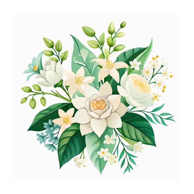 Hermosas ilustraciones vectoriales de flores en acuarela