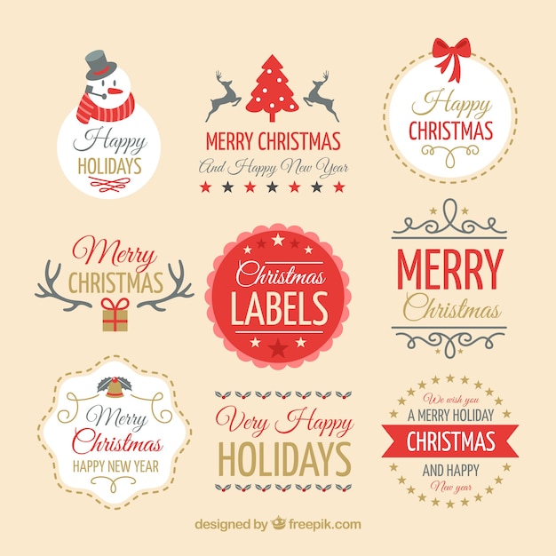 Vector hermosas insignias de navidad vintage