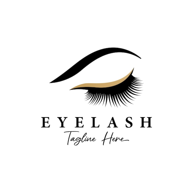 Hermosas y lujosas y modernas pestañas y cejas de mujeres logotipo logotipo para negocios salón de belleza maquillaje tienda de pestañas