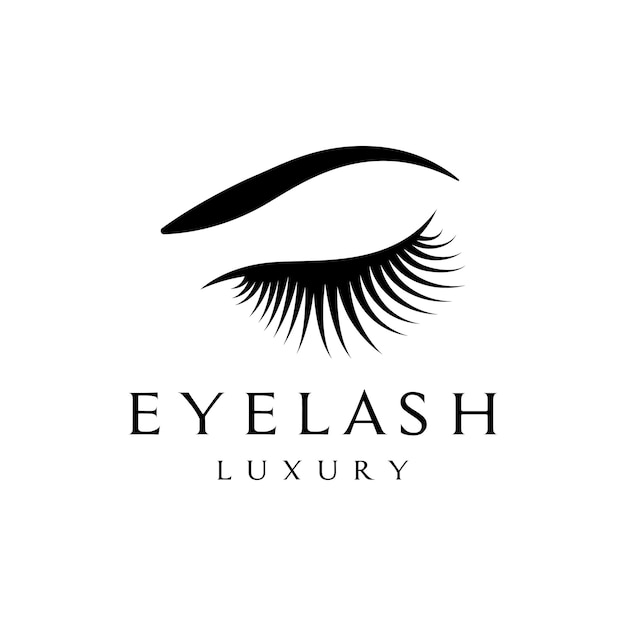 Hermosas y lujosas y modernas pestañas y cejas de mujeres logotipo Logotipo para negocios salón de belleza maquillaje tienda de pestañas