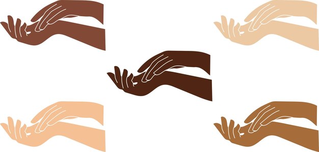 Hermosas manos de diferentes razas ilustración
