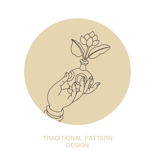 Hermosas manos sosteniendo flores Ilustración de vector de arte de línea editable