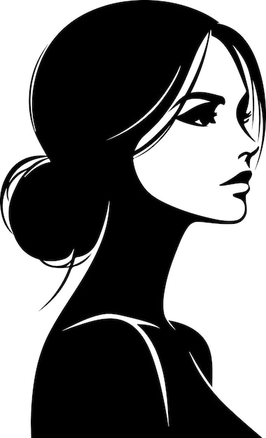 Hermosas mujeres jóvenes retrato vectorial silueta de color negro silhouette de color negro 14