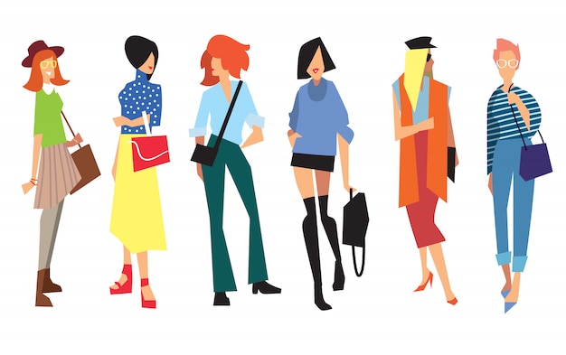 Hermosas mujeres jóvenes en ropa de moda