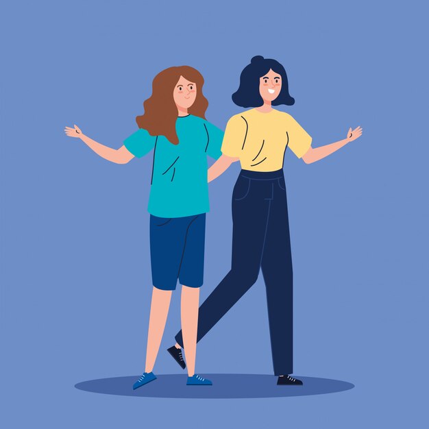 Hermosas mujeres juntas personajes de avatar