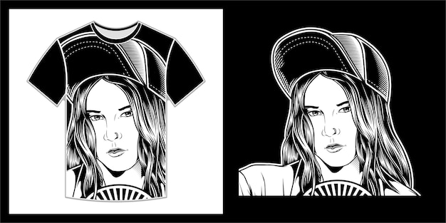 Vector hermosas mujeres usan sombreros, diseño de camisetas