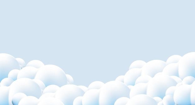 Hermosas nubes esponjosas sobre fondo de cielo azul Nubes en banner de cielo azul Nubes vectoriales Borde de nubes sobre fondo azul Nube esponjosa realista Ilustración vectorial