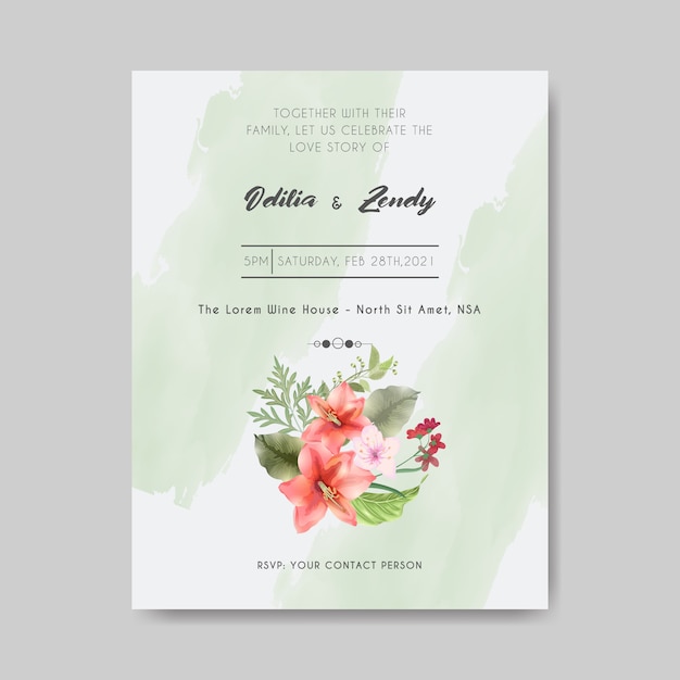 Hermosas plantillas de invitación de boda verde