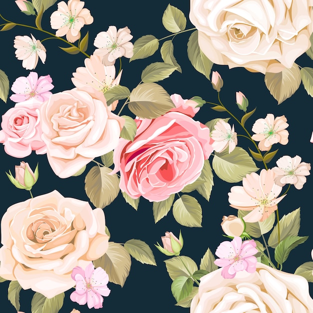 hermosas rosas blancas y rosadas de patrones sin fisuras
