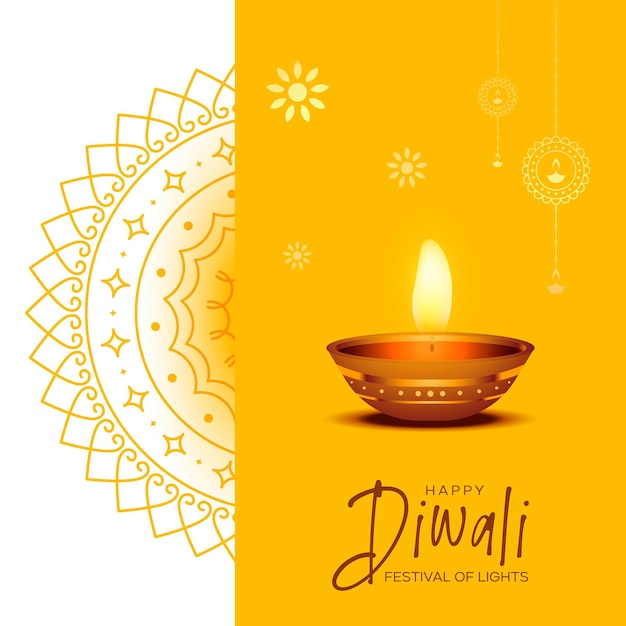 Hermosas tarjetas de felicitación de Diwali con un fondo brillante