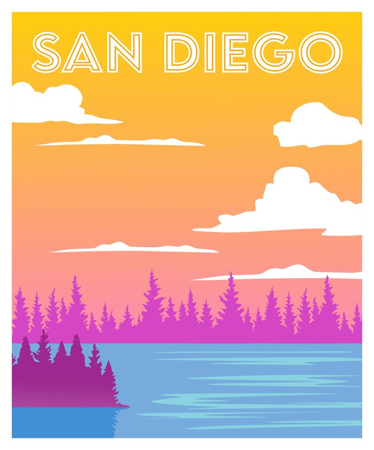 Vector hermosas vistas al océano en san diego, california