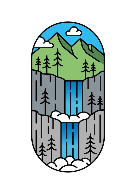 hermosas vistas de las montañas ilustración de arte de línea