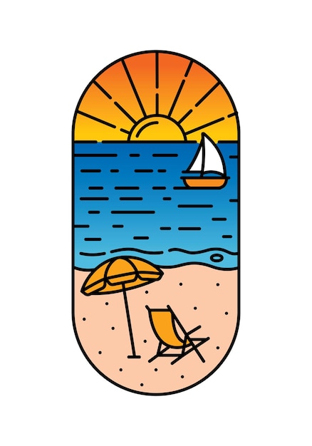 hermosas vistas a la playa ilustración de arte de línea