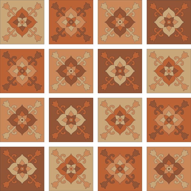 Hermoso adorno oriental de patrones abstractos en forma de azulejos