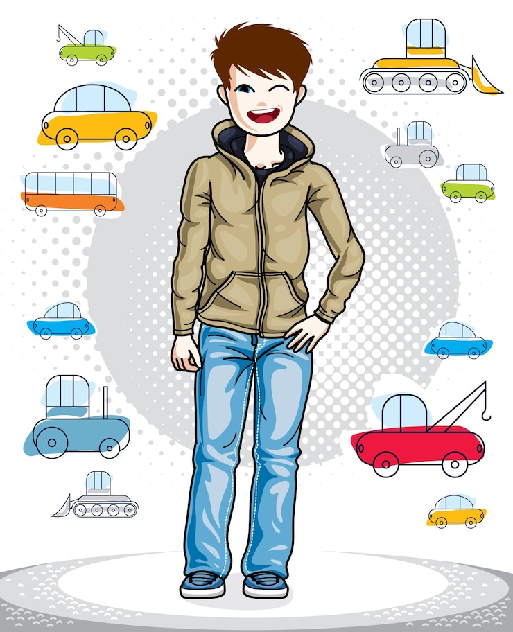 Vector hermoso y agradable joven adolescente posando con ropa informal de moda. vector ilustración humana bastante agradable. imágenes prediseñadas de tema de moda.