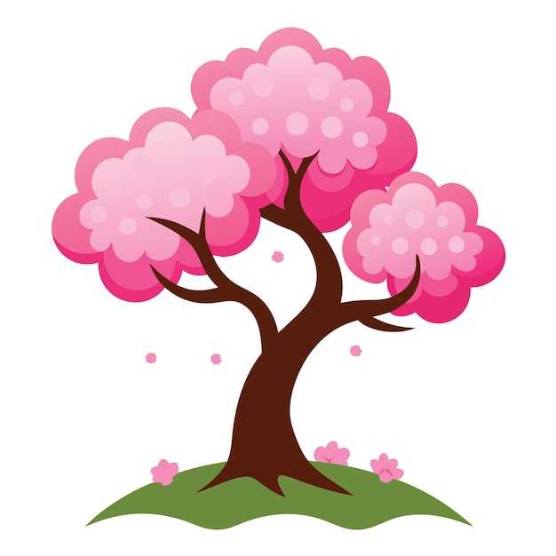 El hermoso árbol de cereza en flor rosa el árbol de sakura rosa aislado sobre un fondo blanco