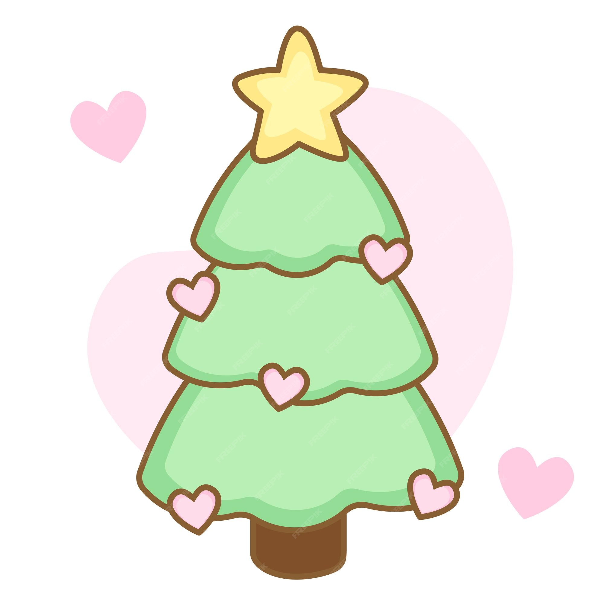 Hermoso árbol de navidad colorido en estilo kawaii | Vector Premium