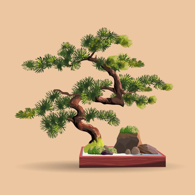 Vector hermoso árbol realista aislado en beige