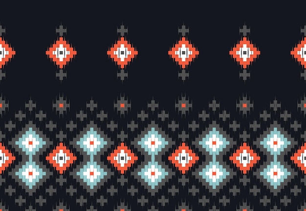 Hermoso arte ikat abstracto étnico. Patrón sin costuras en diseño tribal para tela