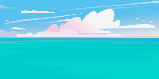 Vector hermoso banner fondo de nubes de mar y cielo para viajes de crucero impresión de mar de verano océano pacífico