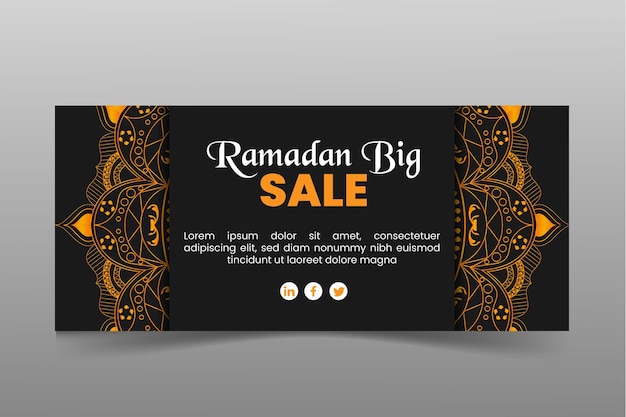 Vector hermoso banner horizontal de venta de ramadán