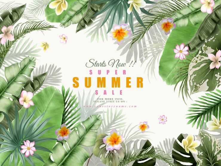 Hermoso banner de verano floral tropical