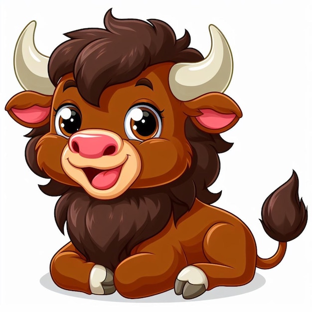 Vector hermoso bisonte vectorial ilustración de dibujos animados