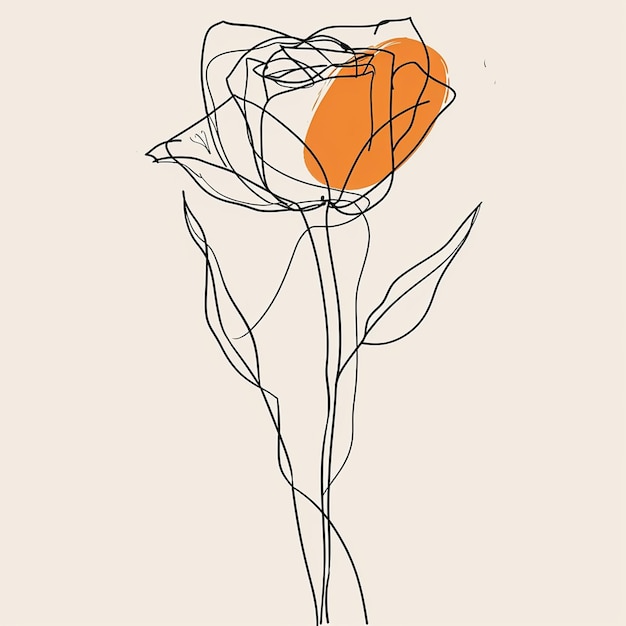 hermoso boceto de arte de línea de rosas minimalista