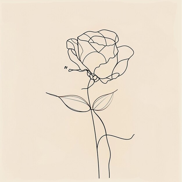 hermoso boceto de arte de línea de rosas minimalista