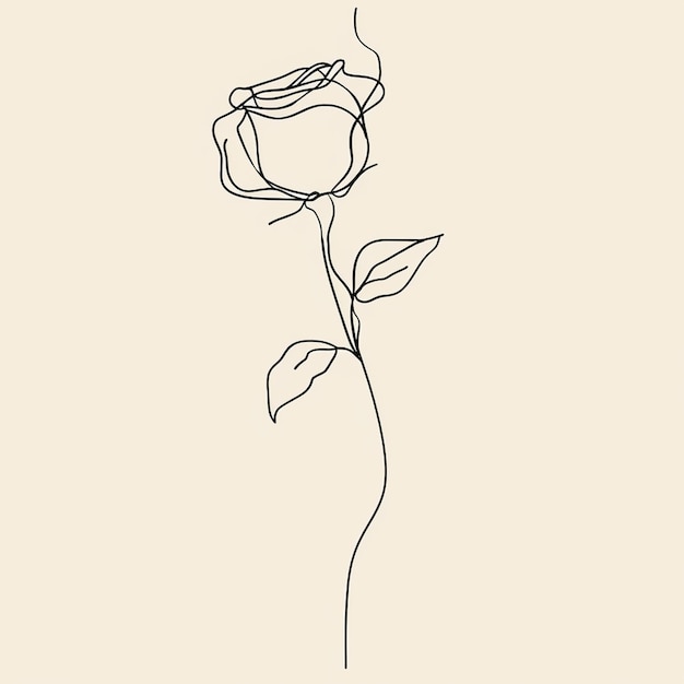 hermoso boceto de arte de línea de rosas minimalista