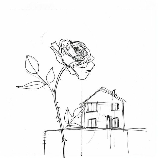 hermoso boceto de arte de línea de rosas minimalista