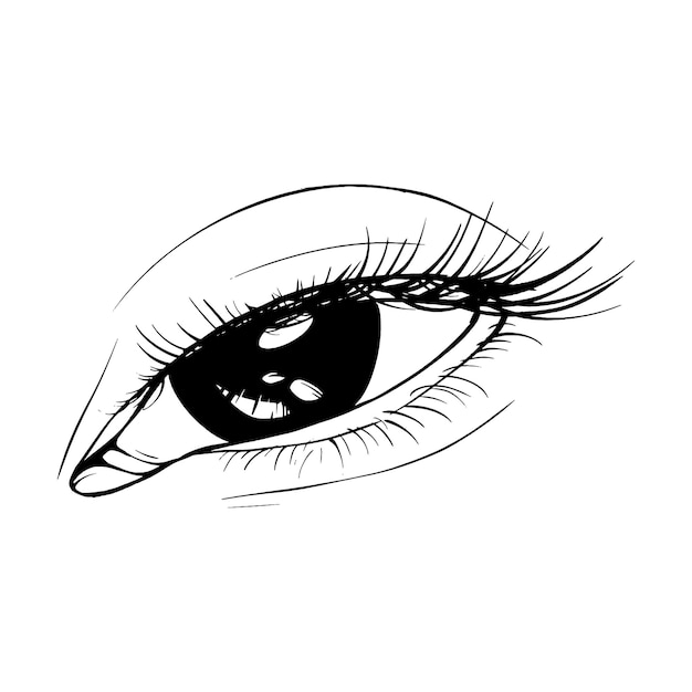 Hermoso boceto dibujado a mano ojo vector ilustración línea arte