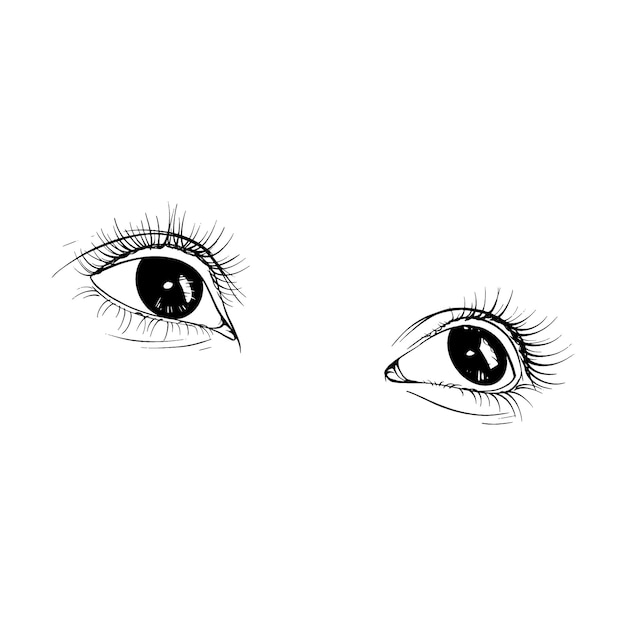 Hermoso boceto dibujado a mano ojos femeninos vector ilustración línea arte