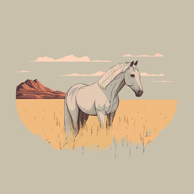 Hermoso caballo adulto de pie libre en un campo