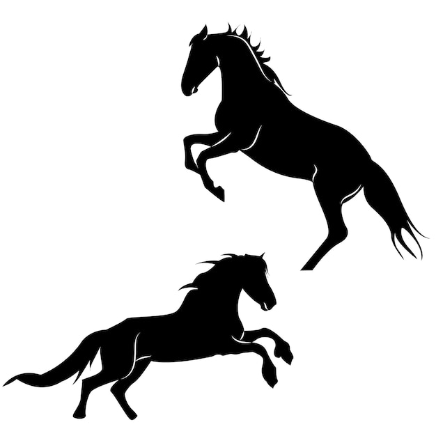 hermoso, caballo, silueta, diseño, imagen, vector, acción