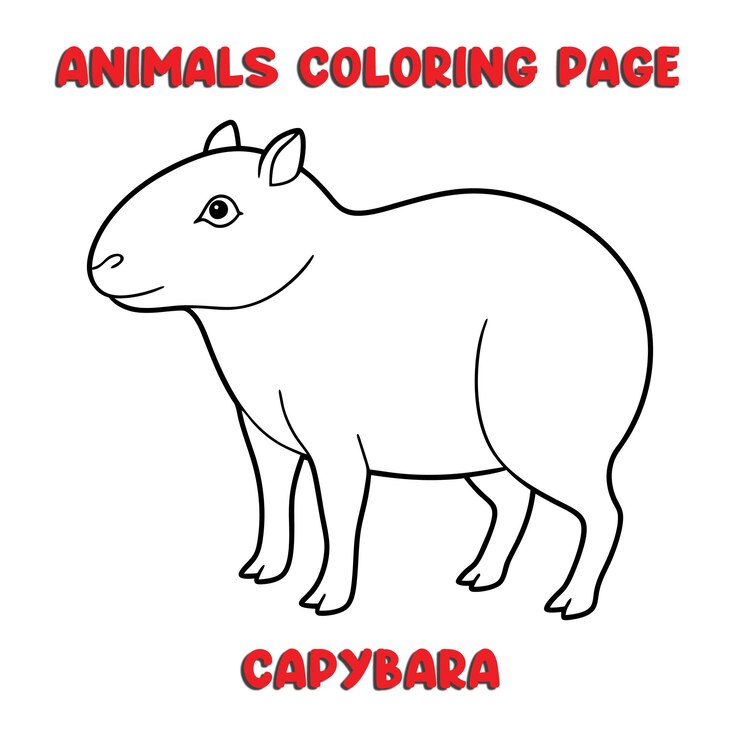 Vector hermoso capybara contorno arte ilustración página de colorear libro para niños