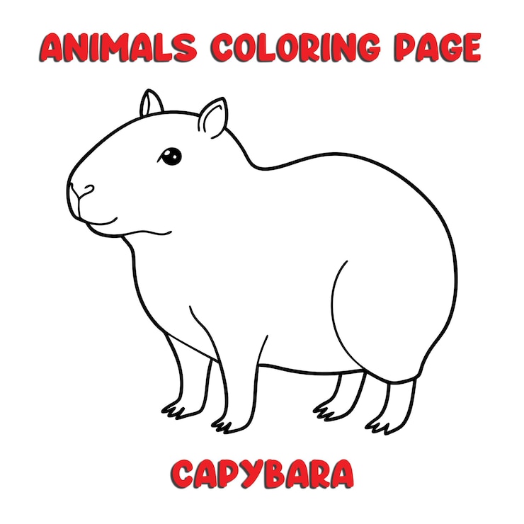 Vector hermoso capybara contorno arte ilustración página de colorear libro para niños