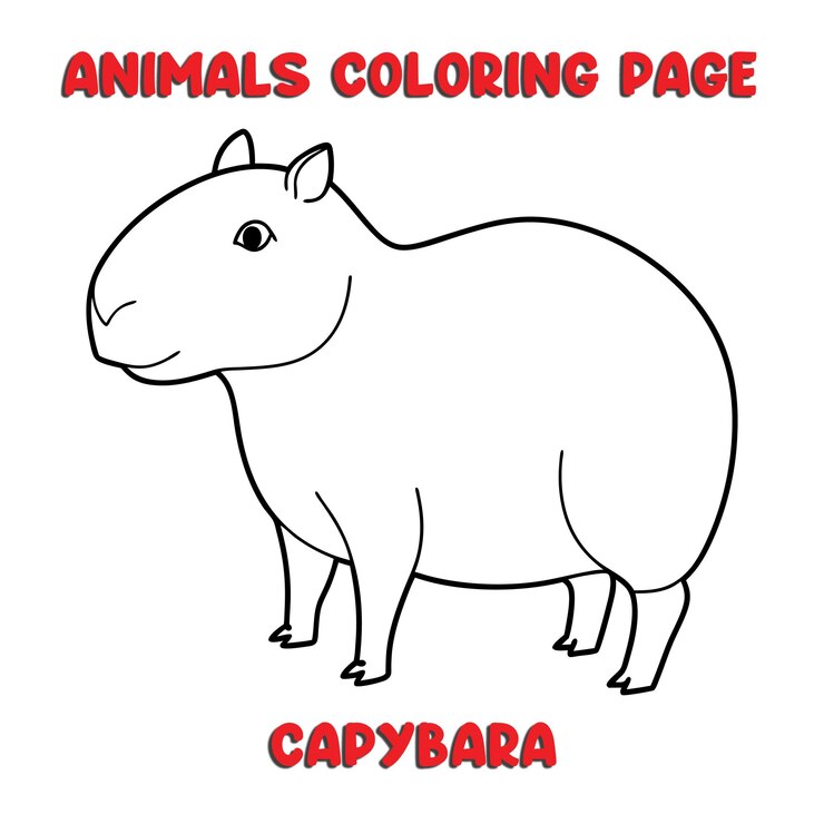 Vector hermoso capybara contorno arte ilustración página de colorear libro para niños