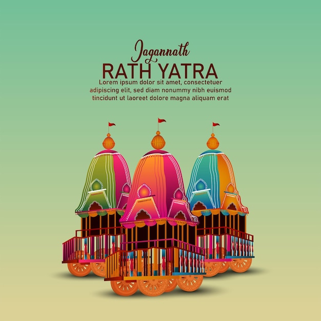 Hermoso carro para feliz rath yatra con lord jagannath balabhadra y subhadra ilustración vectorial