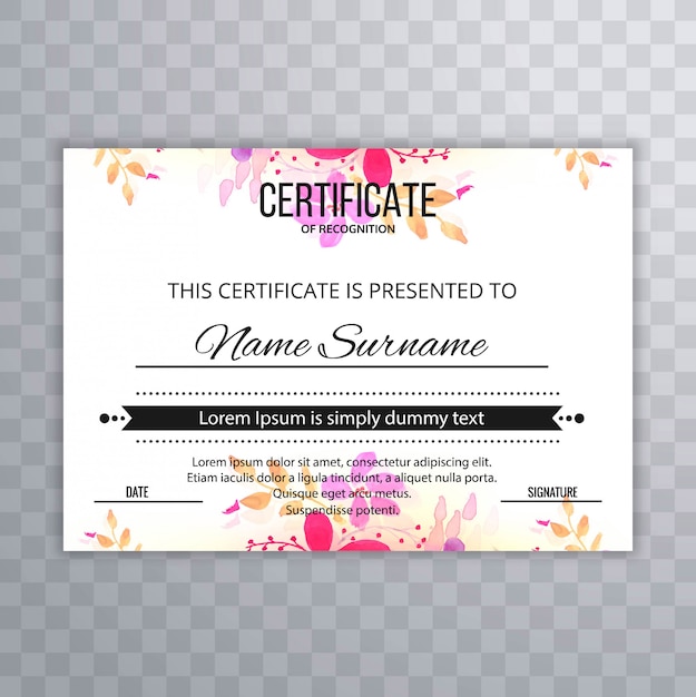 Vector hermoso certificado de antecedentes