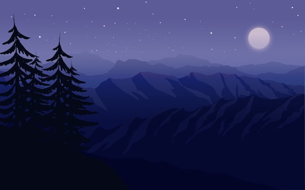 Hermoso cielo nocturno sobre las montañas
