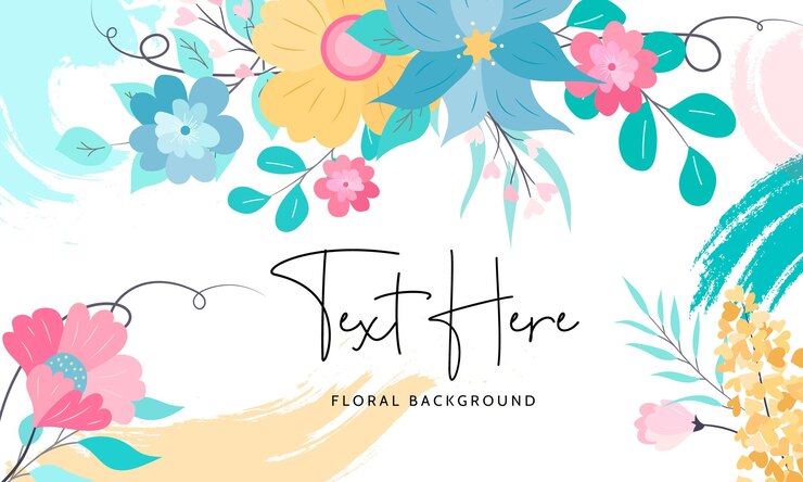 hermoso colorido dibujo a mano diseño de fondo floral plano