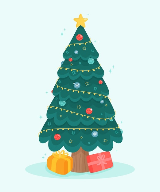 Hermoso concepto de árbol de navidad 2d