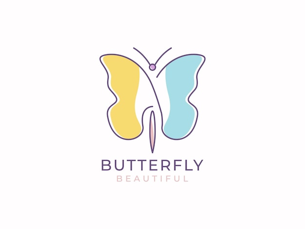 Hermoso concepto de diseño de logotipo de mariposa