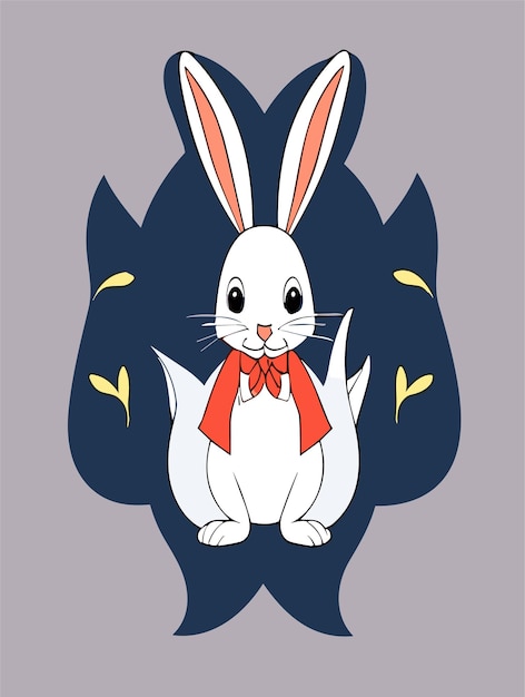 El hermoso conejo bebé arte de diseño vectorial 2D